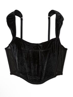 Victoria’s Secret XL Velvet Corset Top | Black | Cap Sleeve